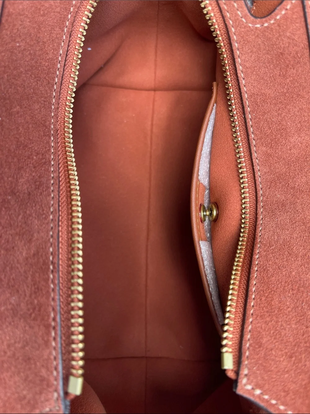 Coach Suede Satchel in Rust Orange